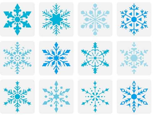 FINGERINSPIRE Schneeflocken Zeichnung Schablone 15x15cm Schneeflocken Malerei Vorlage Winter Weihnachten Thema Dekoration Schablone für Malerei auf Holz Wand Stoff Möbel