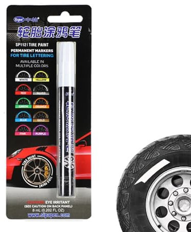 Bolígrafo de Pintura para Letras de Neumáticos - Marcador Duradero e Impermeable para Coche | Herramienta de Rotulación con Pintura Blanca