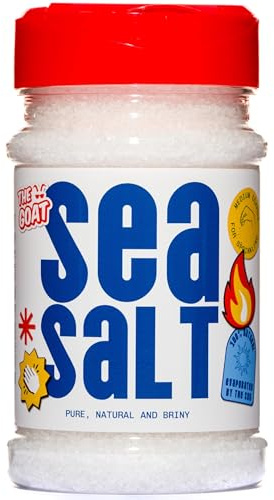 The GOAT Kosher Sea Salt 300g Shaker - Medium Coarse Crystals Seasoning Cooking and Brining, Natural Mineral Rich Taste, Ideal Enhancer to Elevate Flavour in Everyday Dishes, Gourmet Kitchen Essential