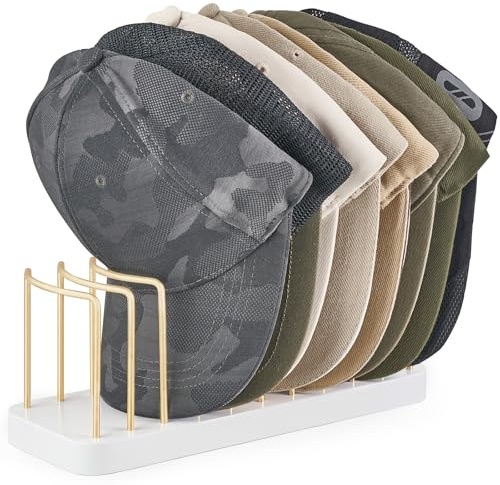 Mkono Hat Organizer for Baseball Caps, Hat Holder Storage for Closet, Gold