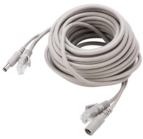 Tomvorks Câble D'extension D'alimentation Cat 5, 5-20 M RJ45 Mâle vers 2,1 X 5,5 Mm Femelle, pour Caméras IP Système NVR (15M)