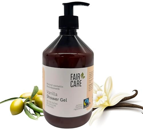 FAIR CARE Duschgel 475ml Vanille - feuchtigkeitsspendendes FAIRTRADE Showergel - Frischer Duft mit Vanille