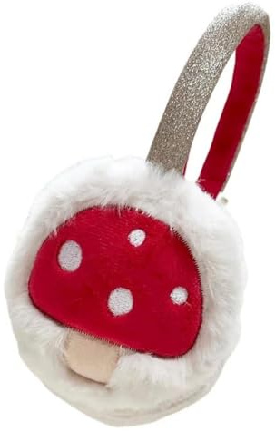 Gifts Treat Ear Muffs for Girls Kids White Ear Warmers Winter Outdoor Adjustable Fluffy Ear Covers, Mushroom, M