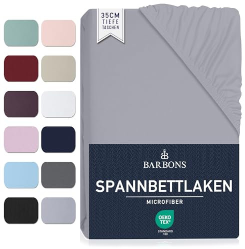 Spannbettlaken 160x200cm - 35 cm Tiefe Tasche Spannbetttuch Oeko-TEX Zertifiziert Gebürstete Polyester Mikrofaser Bettlaken Bettbezug für Boxspringbett Dicke Matratzen (160 x 200 cm - Hellgrau)