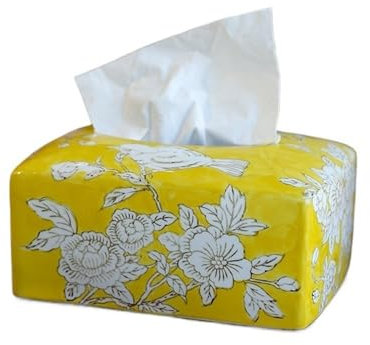 Kosmetiktücherbox für Zuhause/Büro Taschentuchbox-Halter im chinesischen Stil, Keramik-Taschentuchbox-Spender for Kosmetiktücher, Servietten, Trocknerblätter, perfekt for Badezimmer, Schreibtische, Ar