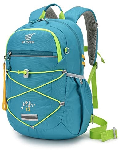 SKYSPER Rucksack Kinder für Jungen Mädchen ab 6-10 Jährige 18L Kinderrucksack Wanderrucksack Kinder mit Brustgurt für Schule Outdoor Reise,Grün