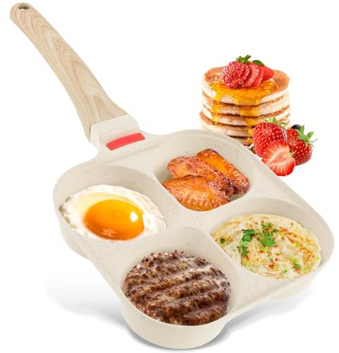 Jokapy poêl à œufs au plat, pancake 4 poêles anti-adhésif, omelette, petit-déjeuner gaz