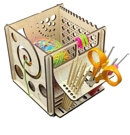 VENEKA All-In-1 Wooden Yarn Bowl Multifunctional Knitting Tool, Multi Wooden Yarn Bowl, Yarn Storage Organizer Accessories