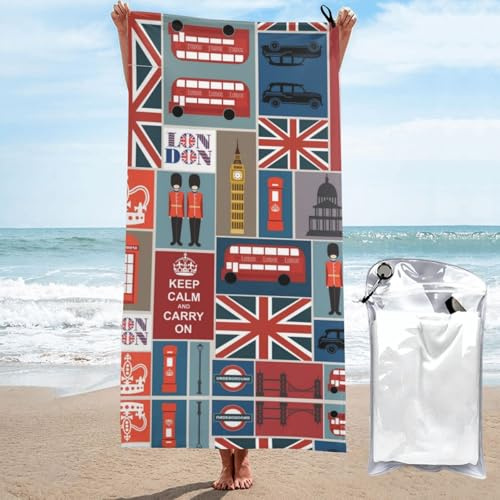 POCUK England Symbols schnelltrocknendes Handtuch, Mikrofaser, Fitnessstudio, Reisen, Strand, Dusche, Rucksackreisen, Pool, Yoga und Schwimmen