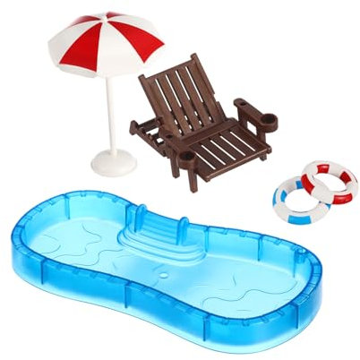 GALPADA Mini Piscine De Maison Accessoire De Piscine Miniature De Mini Meubles Jouet De Décoration De Maison Miniature Chaise De Plage Bouée De Natation