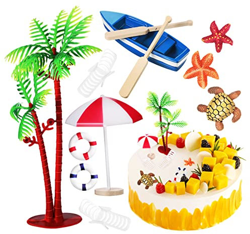CIYODO 10stücke Teiliges Strand- -torten-dekorationen Ocean-themed Mit Boot Und Liegestuhl Für Partys Und Mikrolandschaften