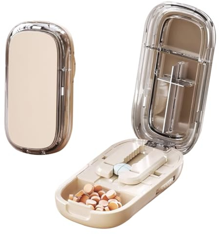 Tablettenteiler für alle tabletten - Pill cutter, Reise tablettenteiler Tabletten Teiler für Große und Kleine Tabletten, Medikamententeiler mit Aufbewahrungsfach