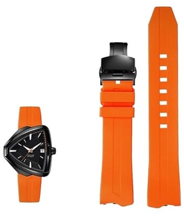 dayeer FKM Armband Für Hamilton Ventura H245950 H245850 H245510 H245550 Armband Uhr Strap(A-orange-black)