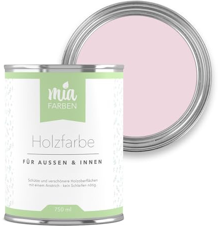miafarben Holzfarbe ohne Schleifen matt 750ml (Süße Kirschblüte) | Wetterfeste Holzfarbe für außen und innen, hochdeckend und wasserbasiert, für Möbel, Türen, Zäune und Gartenhaus