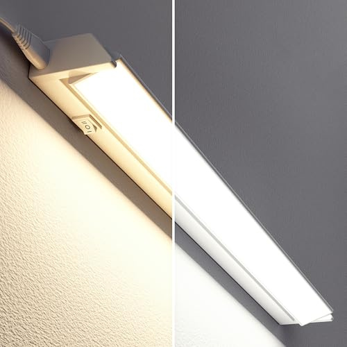 ledscom.de LED Unterbauleuchte LIWO 58cm, mit Anschlusskabel, schwenkbar, 958lm, warmweiß/weiß