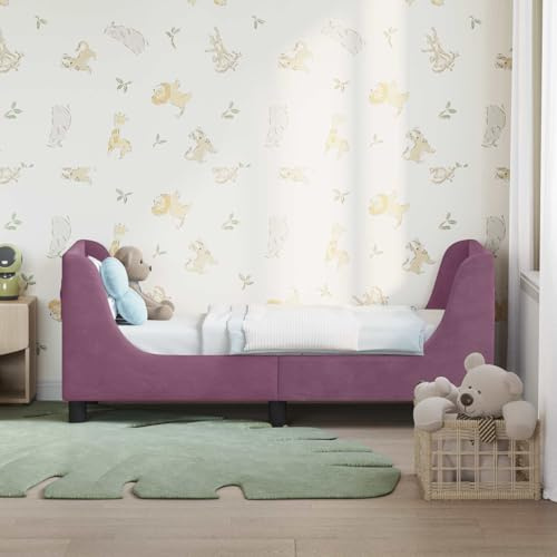 Mengtu Kinderbettgestell mit Kopfteil Lila 70 x 140 cm Samt Betten und Zubehör Model42010851