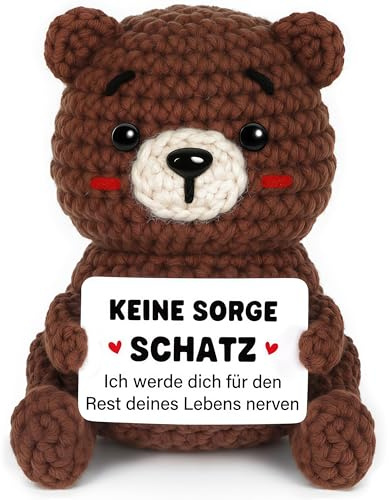 EduPlayte Partner Geschenke, Positive Handgehäkelter Bär Figuren, Ich Liebe Dich Geschenke Jahrestag, Hochzeitstaggeschenke für Männer Frauen, Witziges Positive Geschenk