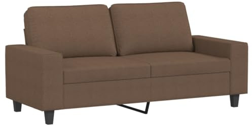 Yamxder 2-Sitzer-Sofa Braun 140 cm Lederoptik Stoff Metallgestell Modernes Mini Couch für kleine Räume Bequem Robust für Wohnzimmer Büro Flur