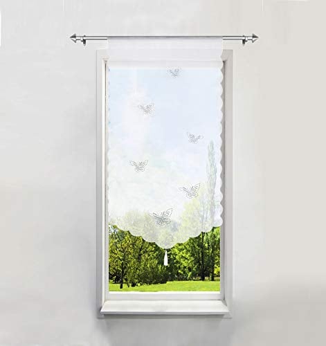 Scheibengardine mit Schmetterling Laserschneiden Rollos Voile Transparent 1er-Pack Bildergardine (BxH 80x150cm)