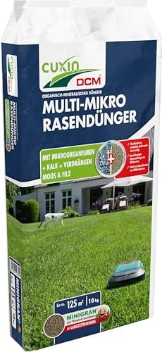 CUXIN DCM Multi-Mikro Rasendünger - Langzeit Rasendünger - In MINIGRAN® TECHNOLOGY - Mähroboter - organisch-mineralischer NPK-Dünger - 10 KG für 100qm