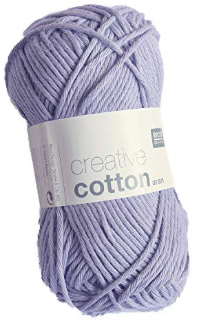 Rico creative Cotton Aran Fb. 09 Flieder Pastell, Baumwollgarn zum Stricken und Häkeln, Häkelwolle