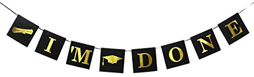 Amosfun I'm Done Abschluss Girlande Papier Buchstaben Banner Foto Requisiten Graduierung Party Dekoration 2.5M