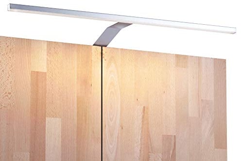 kalb Material für Möbel LED Kleiderschrankleuchte Aufbauleuchte Schrankbeleuchtung 1-4er SET chrom / silbergrau 600mm, Auswahl:1er Set warmweiss, Oberfläche:silbergrau