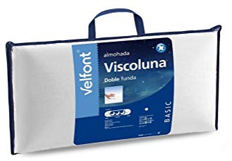 Velfont -Almohada viscoelástica Viscoluna con Tejido gofrado de Microfibra Tacto Seda con Cremallera. (Blanco, 70 cm)