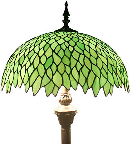 WERFACTORY Tiffany Floor Lamp Green Wisteria Stained Glass Standing Reading Light 16X16X64 Inches Antique Style Pole Corner Lamp Decor Bedroom Living Room Home Office S523 Series