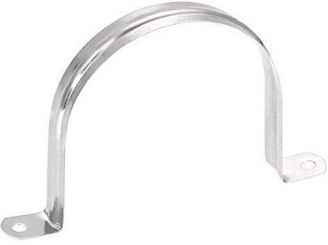sourcing map 87mm(3.4) Rigid Pipe Strap, 2 Holes Tube Straps 201 Stainless Steel Tension Tube Clip Clamp 8pcs