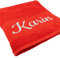 Handtuch mit Namen oder Wunschtext Bestickt, personalisiertes Duschtuch, individuelles Badetuch, 100% Baumwolle, 180 x 100 cm rot