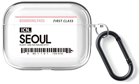 ONLYOU Kompatibel mit Airpods Pro Hülle mit Schlüsselanhänger-Ticket-Design, transparent, stilvoll, niedlich, koreanisch mit Canabina, TPU-Apods-Hülle, transparente Abdeckung für erste und zweite und
