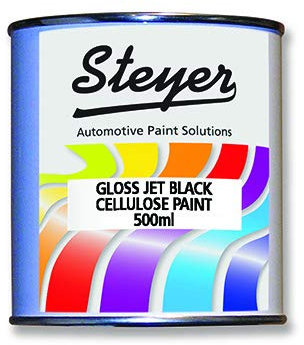 Steyer 500ML Jet Black Cellulose Car Paint Colour Celle High Gloss for Car Bike Truck Bus Coach Repairs