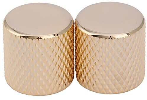 Musiclily Pro Metrische Stahl Gitarren Knöpfe Potiknöpfe Flache Oberfläche Dome Knobs für Import Telecaster E-Gitarre/Precision Bass, Gold (2er Set)