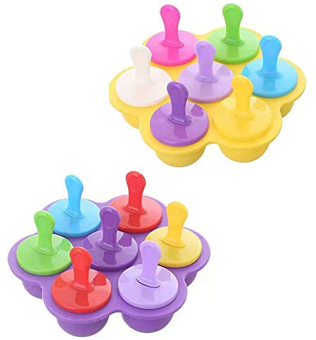 2 Juegos de Silicona Mini Ice Pops Molde Helado Bola Lolly Maker Popsicle Molde Bebé DIY Alimentos Yogurt Icebox