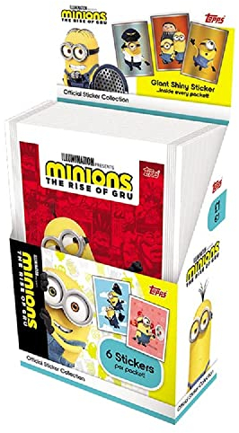 Topps - Minions The Rise of Gru Aufkleber-Kollektion – volle Box – enthält 36 Pakete (216 Aufkleber) & limitierte Auflage Jumbo-Aufkleber – volle Box
