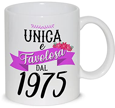 thedifferent Tazza Colazione Latte thè Mug Relax con grafica - Unica e favolosa dal 1975 anno di nascita - idea regalo Compleanno Natale Mamma Amica Sorella Nonna Zia