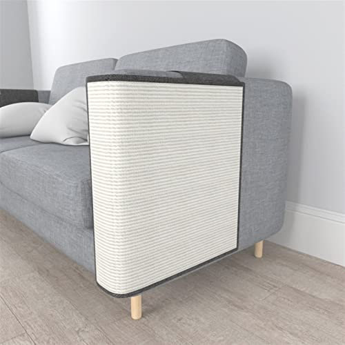GIBZ Sisal Katze Kratzmatte für Sofa Ecke Stuhl Couch Protector Kratzschutz Langlebig für Indoor, Dunkelgrau, Links