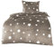 BaSaTex Winter Plüsch Bettwäsche Set Sterne Nicky-Teddy Cashmere-Touch Coral Fleece | 135x200 155x220 + 80x80 Kissenbezug | Größe: 135x200 | Farbe: Taupe Braun-Beige