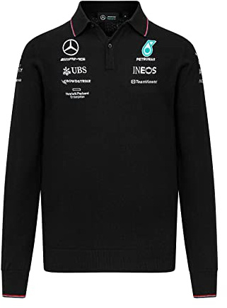 Mercedes AMG Petronas Formula One Team - 2023 Team Longsleeve Knitted Polo - Black - Men - Size: L