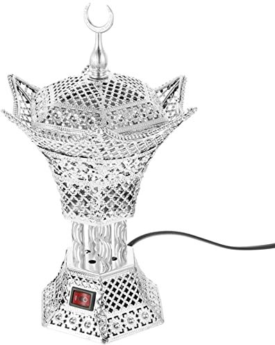 FOMIYES Electric Arabic Incense Burner Electric Incense Burner Middle East Incense Holder Frankincense Resin Burner for Muslim Table Decor Silver Plug