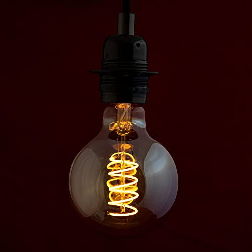 LED Bulb B22 Bayonet Dimmable Edison Filament Retro Light Bulb with Large G95 - Extra Large G125 Globe Amber Glass, Warm White 6W (Equivalent to 50W) [Energy Class A] (Large (95mm Width))