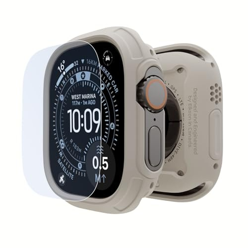 elkson Elkson Made for Watch Ultra 2 1 Bumper Case Screen Protector Kit 49 mm Quattro Max Series Rugged Durable Flexible Shockproof Protective Cover with Tempered Glass for iWatch (Starlight, 49 mm)