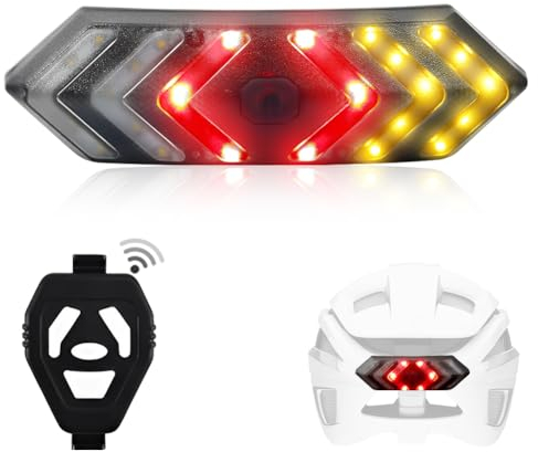 Luz trasera para bicicleta con indicadores de dirección, NIUAWASA USB recargable, indicador de luces 6 modos, mando a distancia inalámbrico de advertencia, luces traseras