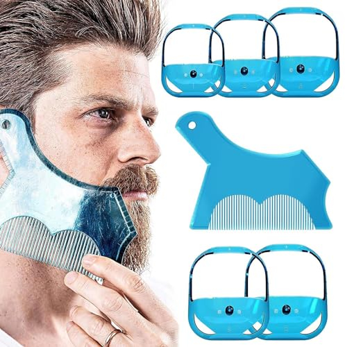 5 Stück Bartschablone, Bart-Schablone Bartformen Für Kinnbart Koteletten Hals, Bartkamm Styling Tool Bartpflege.