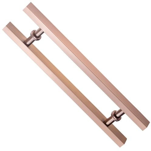 NUACOS Maniglia Porta, Maniglione Porta Esterna, Maniglie per Mobili, Maniglia Porta in Vetro, Maniglia per Porte in Scorrevoli Metallo Alluminio, Maniglia Porte di Stalle,Rose Gold,80CM/31.4IN