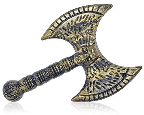 Alsino Wikinger Kostüm Outfit Mittelalter Nordmann Accessoires Helm Horn Bart Hammer Fasching Karneval Vintage-Kostüm, Motiv wählen:STB-15 Doppelaxt