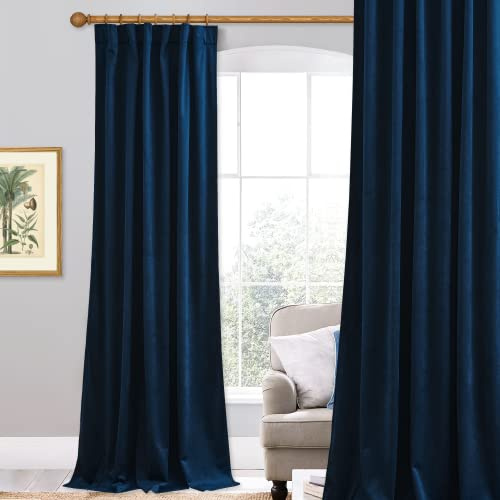 StangH Verdunkelungsvorhänge aus Samt, superweich, für Wohnzimmer, wärme- und kälteblockierend, Klassische Türvorhänge, geräuschreduzierend, für Arbeitszimmer, 1 Paneel, Marineblau, 157 x 308 cm