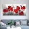 KADING Druck auf Leinwand, modernes Blumen-Poster, Wandkunst, Leinwandgemälde, rote Blumen, Bild für Wohnzimmer, Heimdekoration, Kunstwerk, 85 x 170 cm/33 x 67 Zoll, ungerahmt