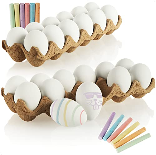 com-four® 2X Eiermal-Set - Ostereier kreativ mit Kreide gestalten - perfekt zum Malen üben - Osterdekoration - bunt und abwaschbar (Ostereier Malset 4-36-teilig)